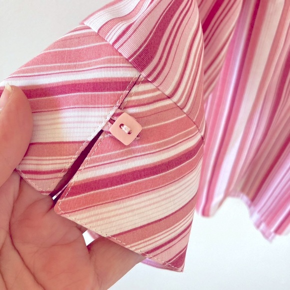 Bonmarche Women's Deadstock Vintage button Shirt blouse pink stripe UK Size 20 - Picture 6 of 12